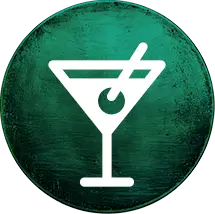 Martini glass icon representing secret bars at haunted house