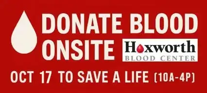 Donate blood onsite at Cincinnati Fear Fest on Oct 17 to save a life - Hoxworth Blood Center partnership blood drive banner