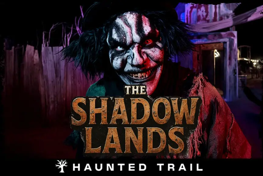 Scary clown at Shadowlands haunted trail in Ohio scream park